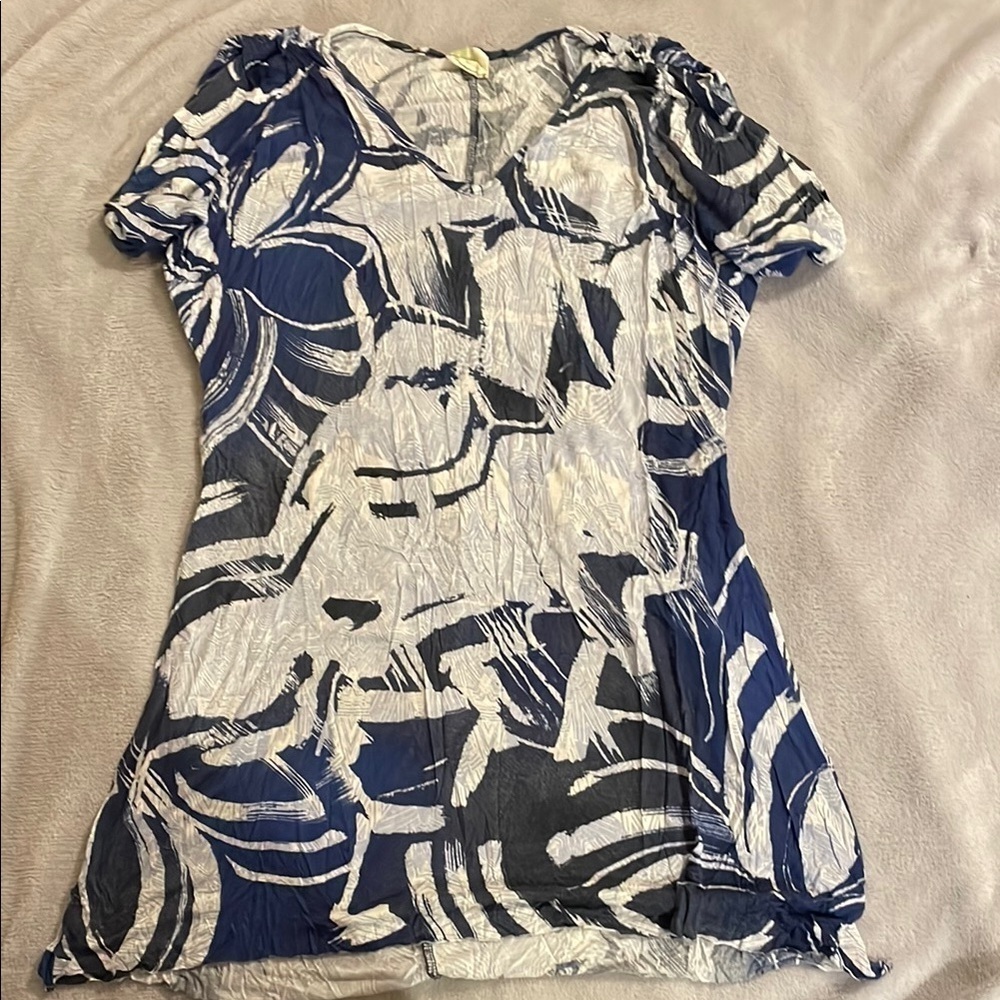 Weston Wear at Anthropologie Blue Cold Shoulder Short Sleeve Swim Coverup
